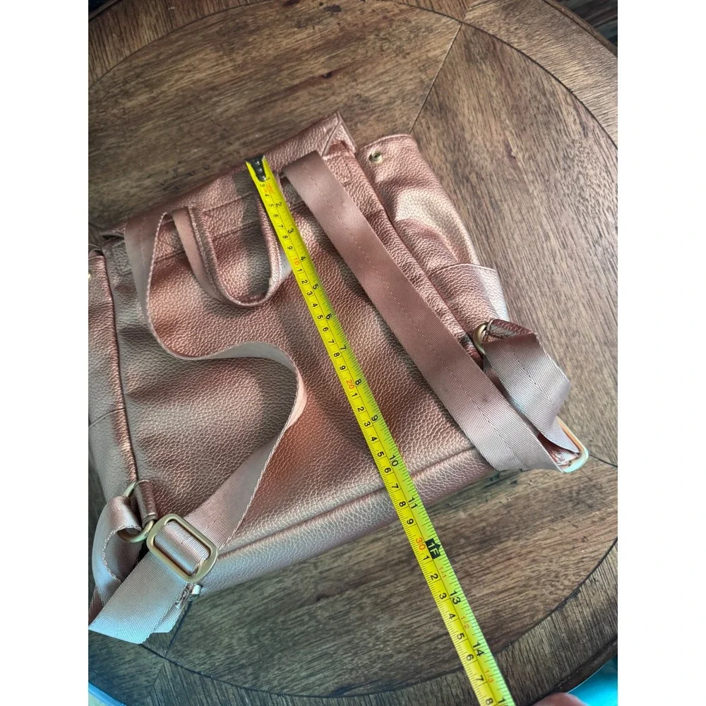 Freshly Picked Mini Classic Diaper Bag Rose Gold Metallic Vegan Leather Backpack